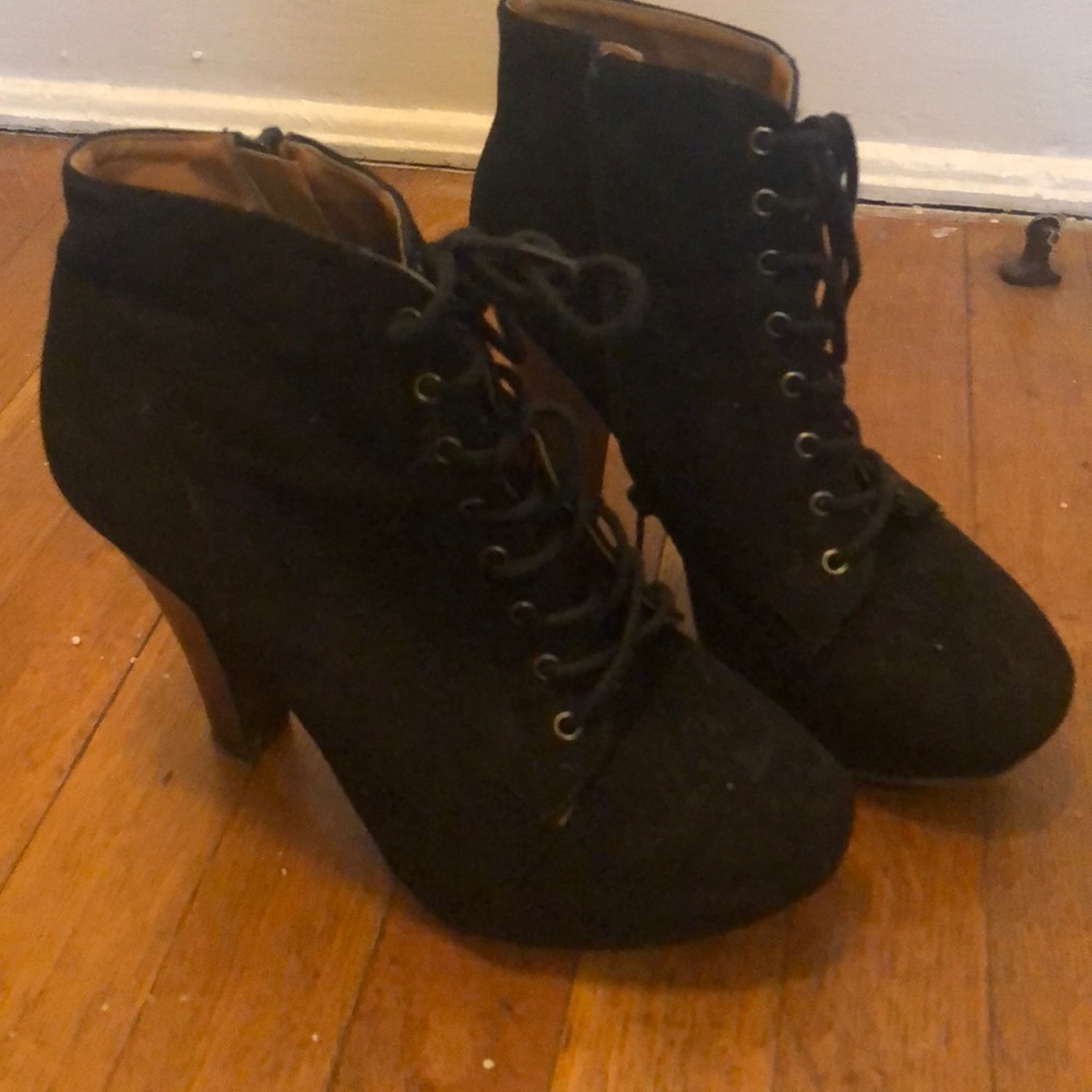 Black suede lace up boots
